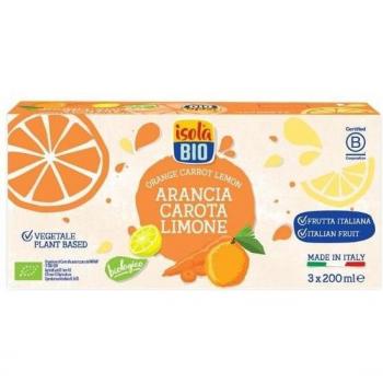 Isola Bio Zumo de Naranja, Zanahoria y Limón con Agave Pack 3x200ml