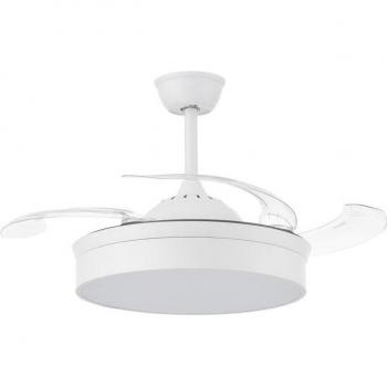 Ventilador de Techo con Luz LED Messe 72W Blanco, Mando a Distancia, Bajo Consumo, Motor DC, 6 Velocidades, Silencioso, 4 Aspas Desplegables, Función Ver