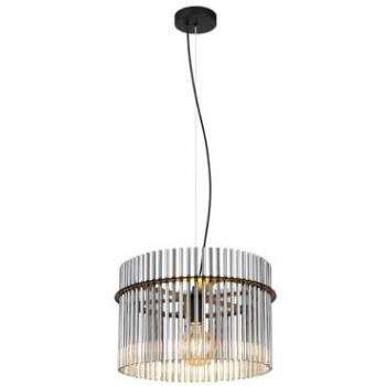 Lámpara colgante Gorley, Ø 40 cm, gris humo, cristal, E27/60 W