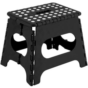 Taburete Plegable Pequeño de PVC, 27 cm de Altura, Antideslizante, Multiusos, Color Surtido (Blanco, Negro, Gris)