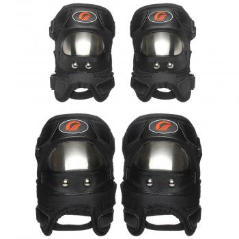 GES 4 PCS Motocicleta y Bicicleta Adultos Acero al Carbono ATV Motocross Codo Rodillera Shin Guard Pads Protector Kit Motocross Racing