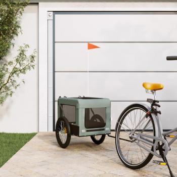 Remolque de bicicleta para mascotas de hierro y tela Oxford gris y negro