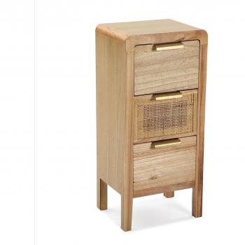 Versa Rattan Mesilla de noche con 3 cajones, medidas 30 x 43 x 30 cm, color marrón