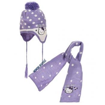Bufanda y Gorro peruano bebé niña Hello Kitty rosa y morado de 9 a 36 meses morado morado Talla:48