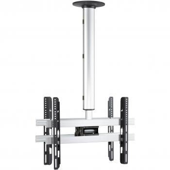 Soporte de Techo Universal VESA CM4 Doble para TV de 42 a 65, Capacidad 60 kg, Altura Ajustable 74-130 cm, Giratorio 360° y Basculante 15°,