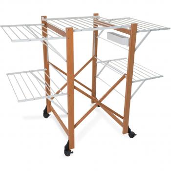 Estante Extensible Plegable de Madera de Haya Color Cereza 132 x 105 x 67 cm
