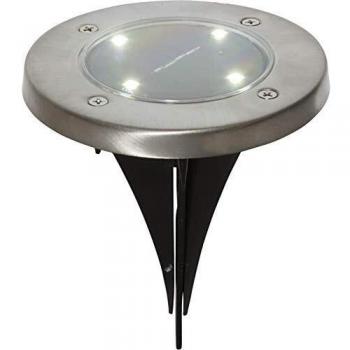 Set de 3 Lámparas LED Solares Lawnlight con Sensor de Crepúsculo y Estaca de Acero Inoxidable - Luz Cálida 5lm, Diámetro 11.5cm