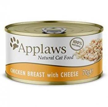 Applaws Chicken and Cheese Cat Food, Broth, 70 g, Pack of 24