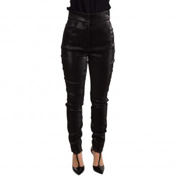 Dolce & Gabbana Black Silver Lurex Thread Cotton Stretch Pants - IT42|M