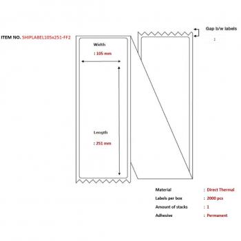 Etiqueta de impresora térmica directa Capture 105 x 251 mm Fanfold - 2000 etiquetas