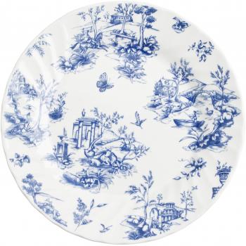 Churchill Toile Blue - Vajilla de loza inglesa, tamaño 18 piezas, color blanco y azul