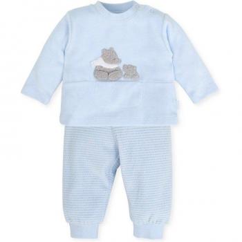 Conjunto de bebé niño Tutto Piccolo de dos piezas en azul cielo con ositos bordados