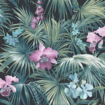 Papel pintado Tropical Flowers verde Noordwand
