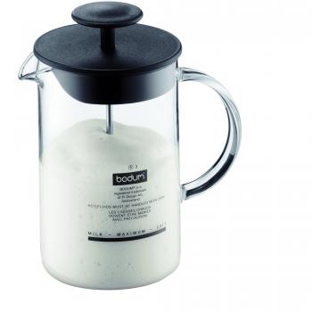 Bodum Latteo - Batidor de leche con asa de cristal, 0,25 l, color negro