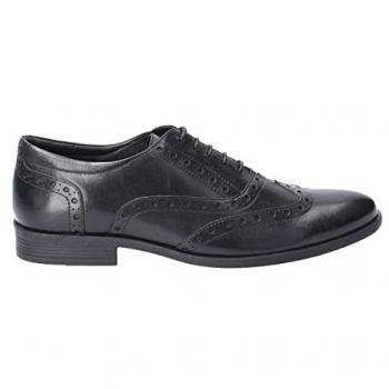 Hush Puppies Men's Oaken Brogue Leather Oxford Shoes - Black, Size 11 UK