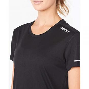 Camiseta de Manga Corta Aero 2XU para Mujer - Negra con Detalles Reflectantes