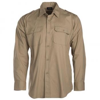 Camisa Tropical de Manga Larga de Algodón Color Caqui - MIL-TEC