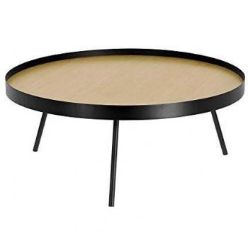 Kave Home - Mesa de Centro Nenet Redonda Ø 84 cm en MDF y Estructura de Acero en Negro