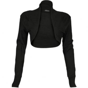 Ladies Plain Vintage manga larga Bolero encogimiento de hombros Cardigan Top 8 - 14 negro negro S/M