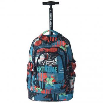 Mochila Carro Extreme Ocw | Ocean's Wave Ruedas y Mango Adaptable-5 Compartimentos-Diseño Extreme-Medidas 35 x 25 x 50 cm-35 litros, Mochila Escolar Unisex niños, Multicolor