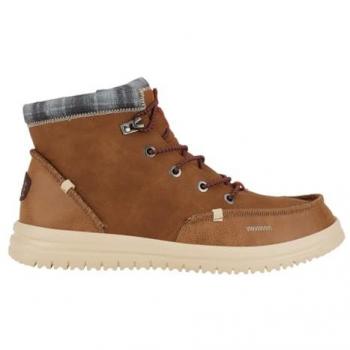 Botines Hey Dude Bradley Classic Hombre en cuero sintético repelente al agua, color cognac, talla 41