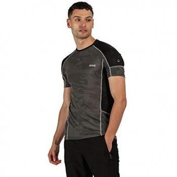 Regatta Camito-Camiseta para Deportes Activos, De Secado Rápido Y Manga Corta T-Shirts/Polos/Vests, Hombre, Magnet/Black, XXXL
