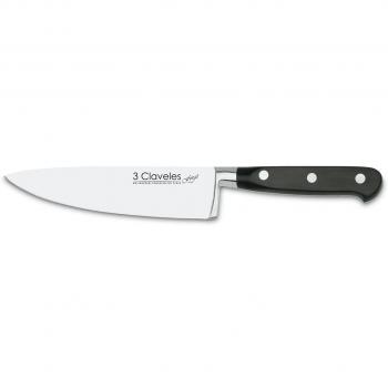 3 CLAVELES Forgé Cuchillo para Cocinero Forjado, Acero Inoxidable, Negro, 15 cm