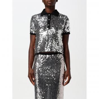 PINKO Women's Black Sequin Polo Shirt Size 40
