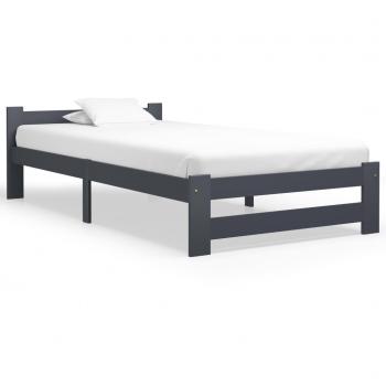 Estructura de cama madera maciza de pino gris oscuro 100x200 cm