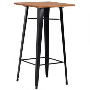 SengentoStyle Bartafel 60x60x108 cm massief grenenhout staal zwart