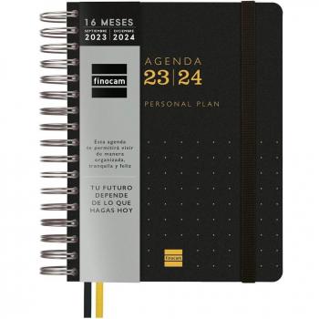Agenda Finocam Tempus 16 Meses Septiembre 2023-Diciembre 2024 Semana Vista Vertical Negro 155x217mm Multilingüe