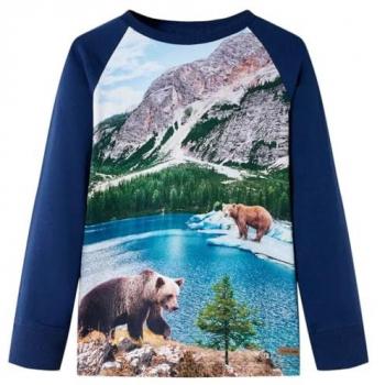 Camiseta infantil de manga larga azul marino 116