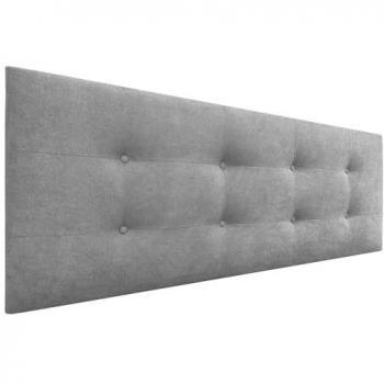 Cabecero Acolchado Capitone Tapizado en Tela Acualine y Polipiel, 8cm de Grosor, 135x60cm (Camas 120/135/140) - Gris