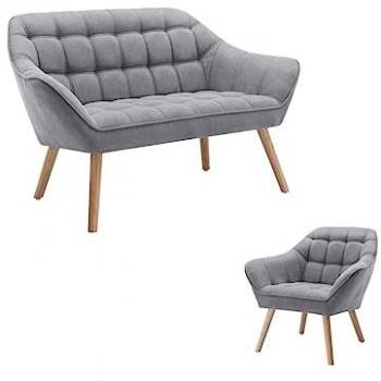 Sofá de 2 plazas y sillón de tela gris estilo escandinavo CASERTA