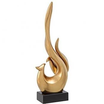 Figura Decorativa Abstracta de Cerámica Negra y Dorada 16 x 9 x 43 cm