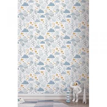 Papel Pintado Infantil Espacial - 1 Rollo 55 x 300 cm