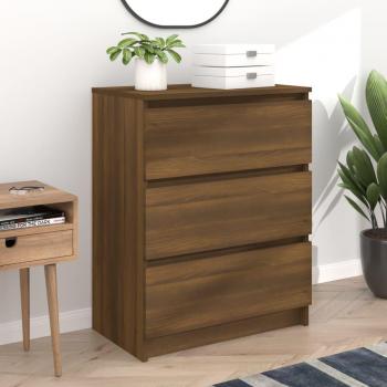 Aparador de madera contrachapada moderno 60x35x76 cm en roble marrón, mueble de almacenaje para salón, buffet y armario auxiliar