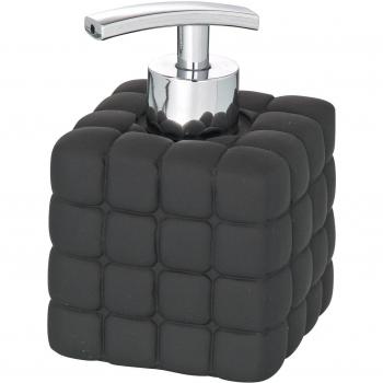 Wenko Cube Black - Dispensador de jabón, de cerámica, 8.5 x 12.5 x 8.5 cm, color negro