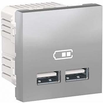 Schneider Electric Cargador Doble USB 2,1A 1 Modulo Aluminio SCHNEIDER NU341830
