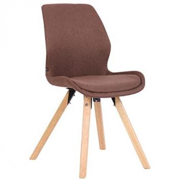 Silla de salón Luna con asiento acolchado en terciopelo marrón y base de madera