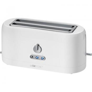 Clatronic TA 3534 - Tostadora de pan ranura larga doble para 4 rebanadas, 3 funciones, tostar, calentar y descongelar, 1400W con regulador de nivel de tostado, calienta panecillos o bolleria, blanca