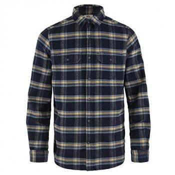 Camisa Fjällräven Övik Heavy Flannel azul marino marrón manga larga XL