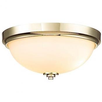 Plafón Semiempotrable Feiss Malibu de 2 Luces en Latón Pulido con Cristal Opal, IP44