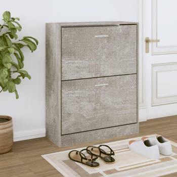 Zapatero Madera Contrachapada Brillo Armario Pasillo 63x24x81cm Color Blanco Brillante, Gris Hormigón, Gris Sonoma