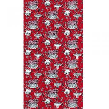 Equipo DRT Samurai - Papel pintado, con diseño cerámica oriental, color rojo, 1 rollo