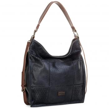 Lois - 96270 Bolso Bandolera Tipo Hobo Ajustable. Asa Grande y Bandolera. Cierre con Cremallera. Piel sintética Polipiel. Base Reforzada, Color Negro