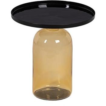 Mesa auxiliar 45 x 45 x 47 cm Cristal Negro y Metal Ámbar