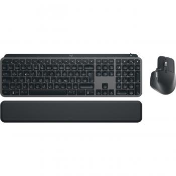 Combo Teclado y Ratón Logitech MX Keys S - Grafito, QWERTZ Alemán, Inalámbrico Bluetooth, Retroiluminado, Ergonomía con Reposamuñecas
