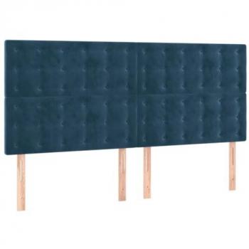 Cabecero con luces LED terciopelo azul oscuro 180x5x118/128 cm