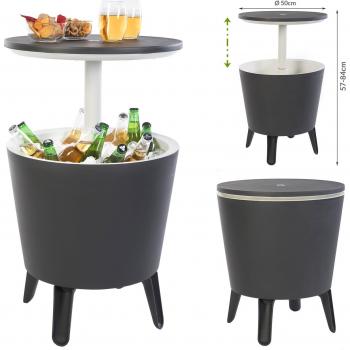 Mesa Nevera de Jardín Keter Cool Bar 30L Antracita/Blanco Ø50cm